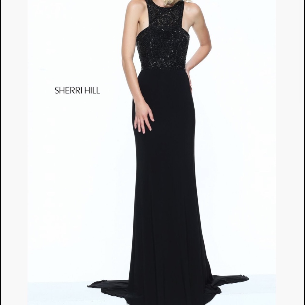 Sherri Hill black high neck beaded gown